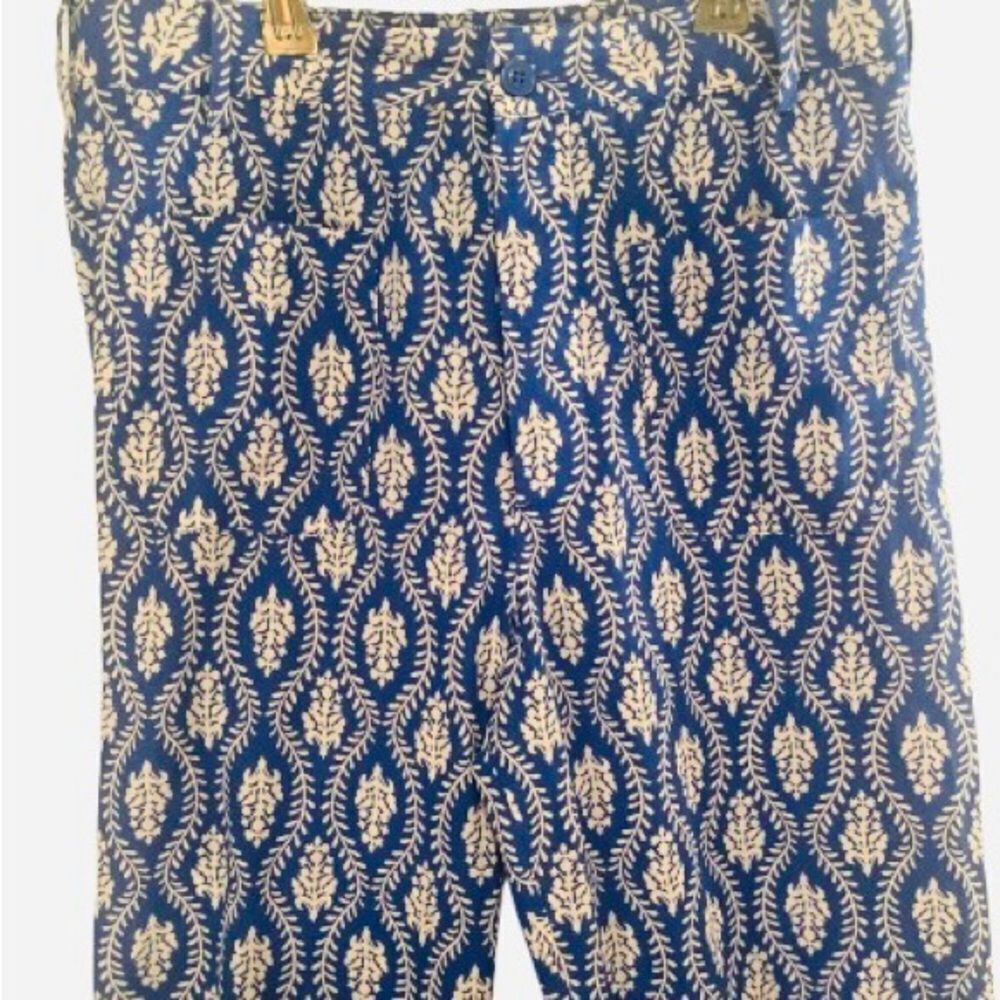 Zara Wide Leg Blue and White Pants